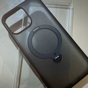 Sleek Black Phone Case with Magnetic Ring